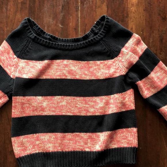 American Eagle navy and white/ red 100% cotton sweater sz XLarge/wide scoop neck - Picture 2 of 16